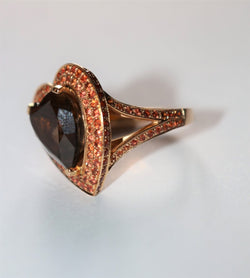 MAUBOUSSIN bague « Subtile Raison » quartz fumé, saphirs pêche, citrines Madère - Castafiore