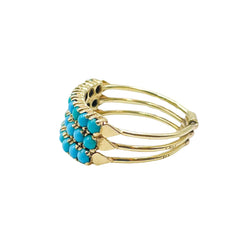 Bague Semainier en or jaune et turquoises