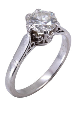 Solitaire ancien diamant 1.20 carat en platine