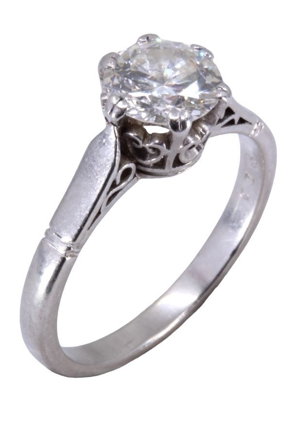 Solitaire ancien diamant 1.20 carat en platine