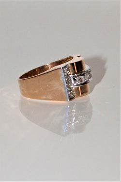 Bague Tank Or Jaune Et Diamants