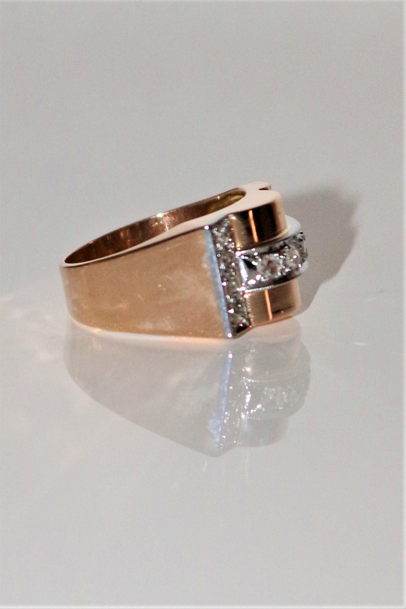 Bague Tank Or Jaune Et Diamants