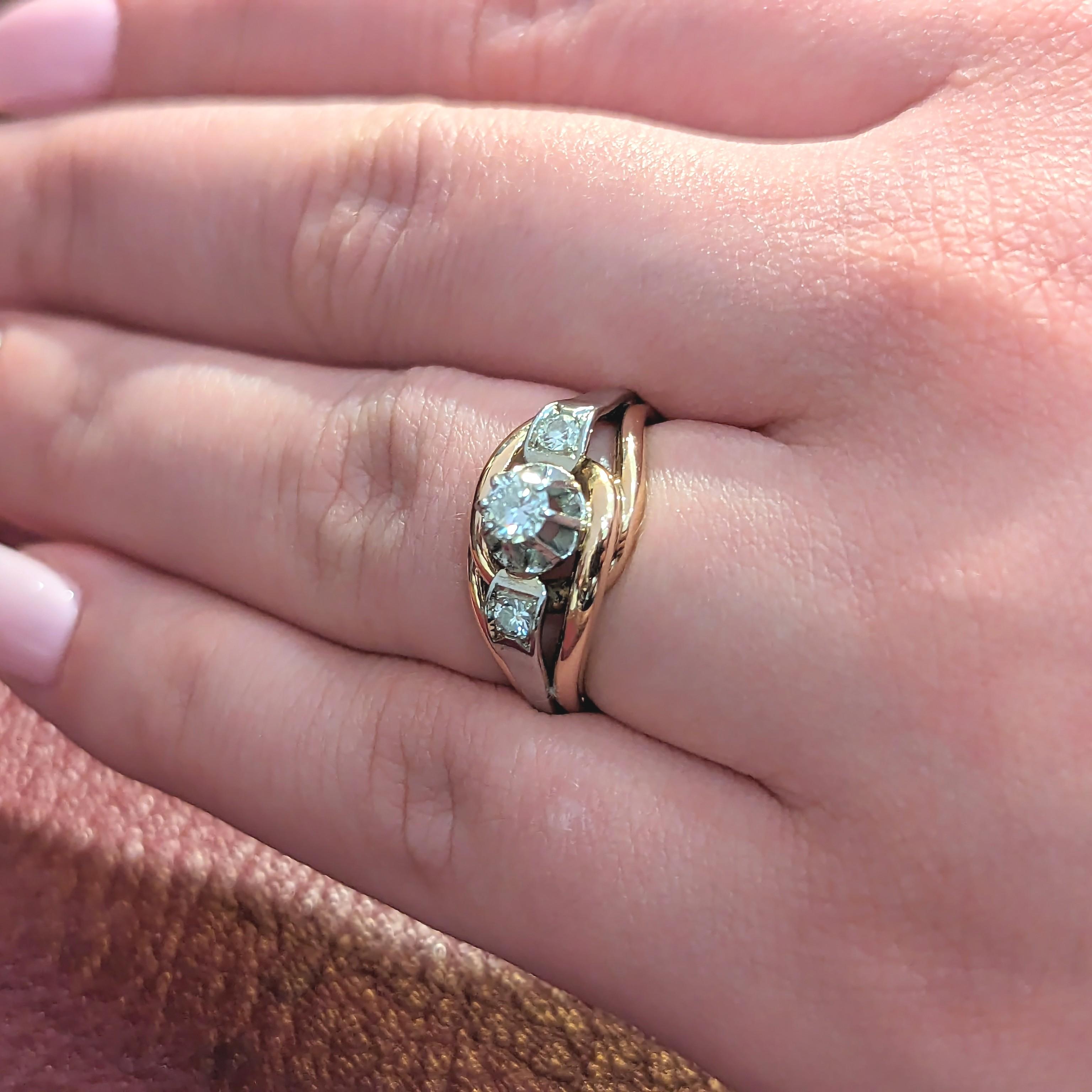 Bague en or jaune platine et diamants