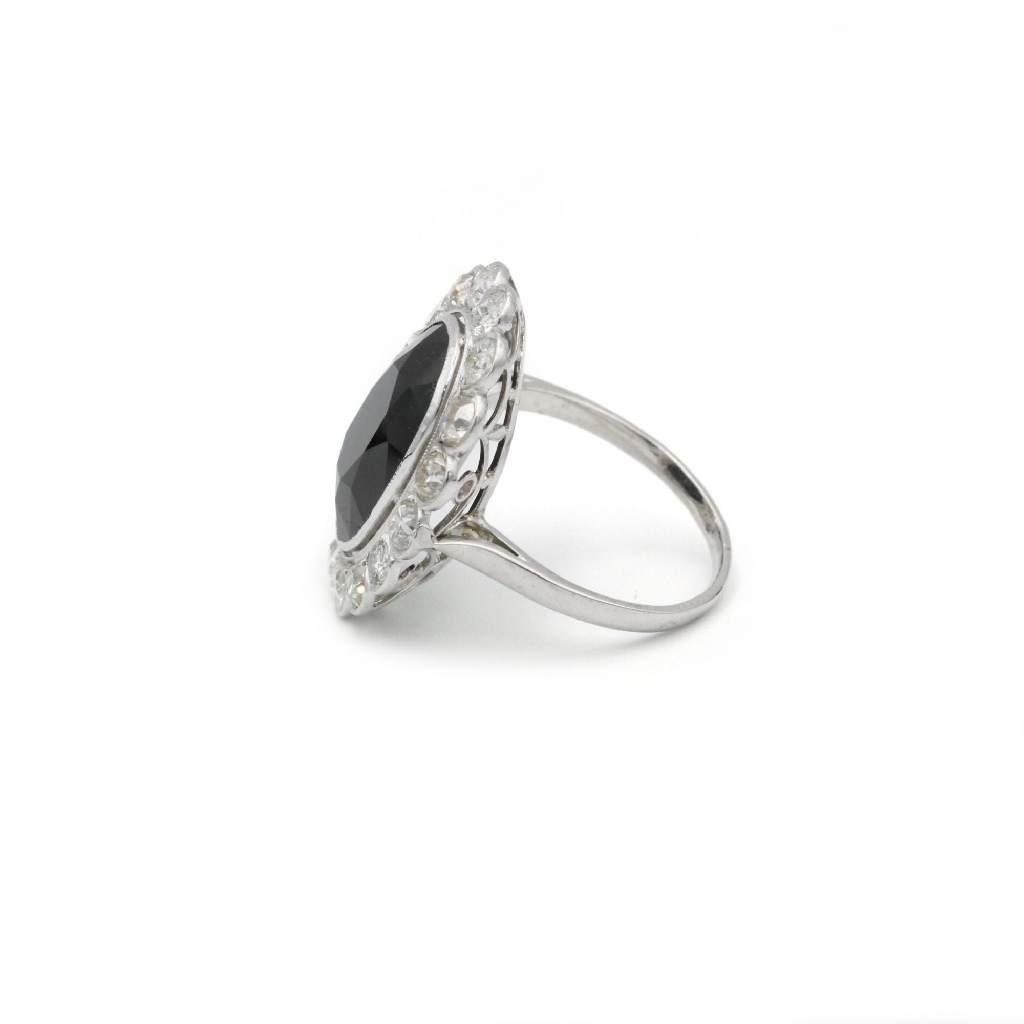 Bague - Platine, Diamants & saphir