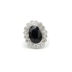 Bague - Platine, Diamants & saphir