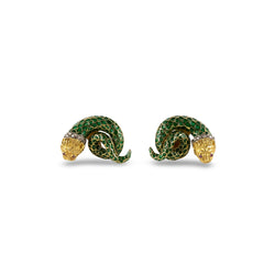 Boucles d'oreilles Clip LALAOUNIS Serpents en or jaune, émail, rubis et diamants