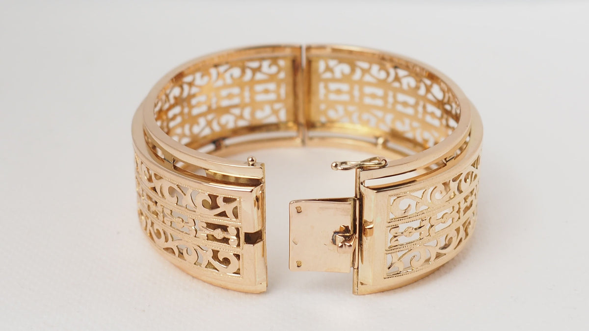 Bracelet Esclave ajouré en or jaune