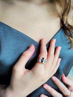 Yellow Gold And Diamond Tank Ring