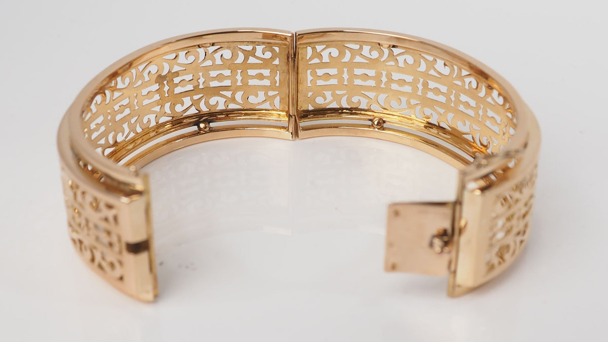 Bracelet Esclave ajouré en or jaune