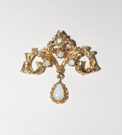Broche Napoléon III Or Jaune Et Opales