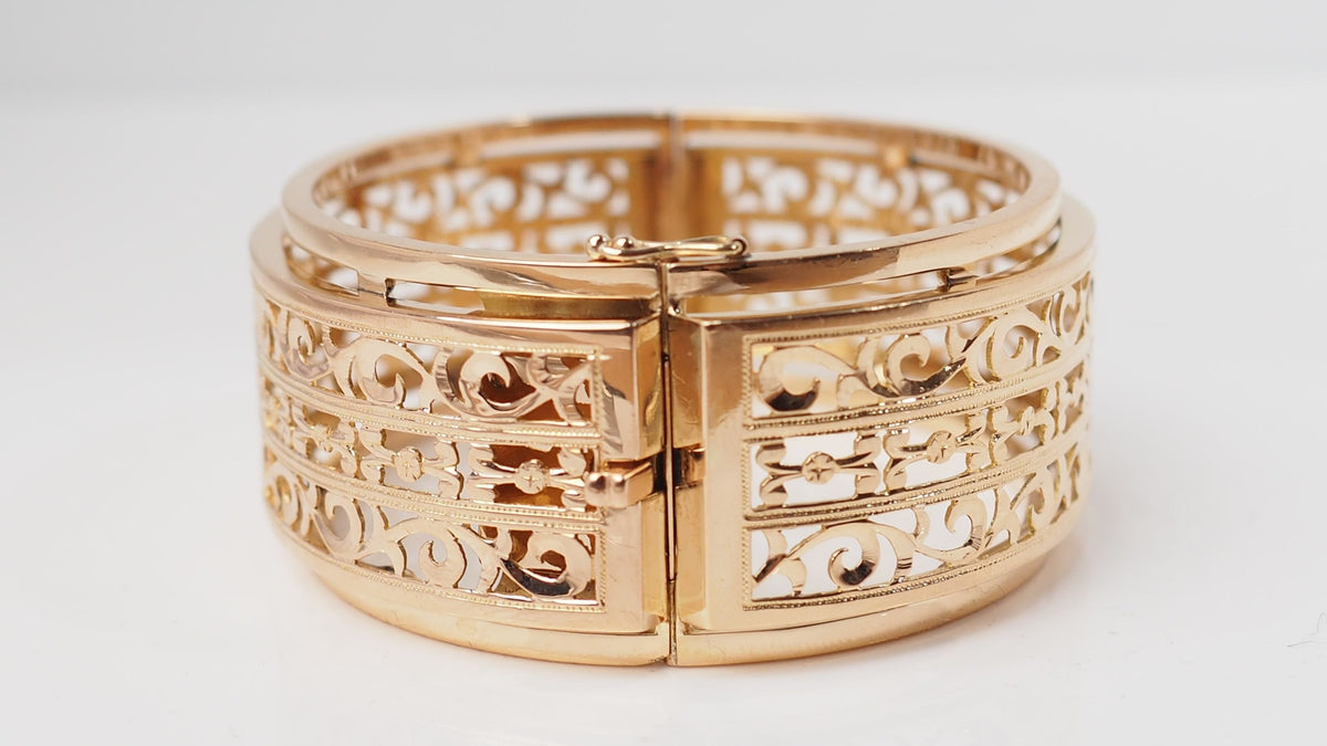 Bracelet Esclave ajouré en or jaune