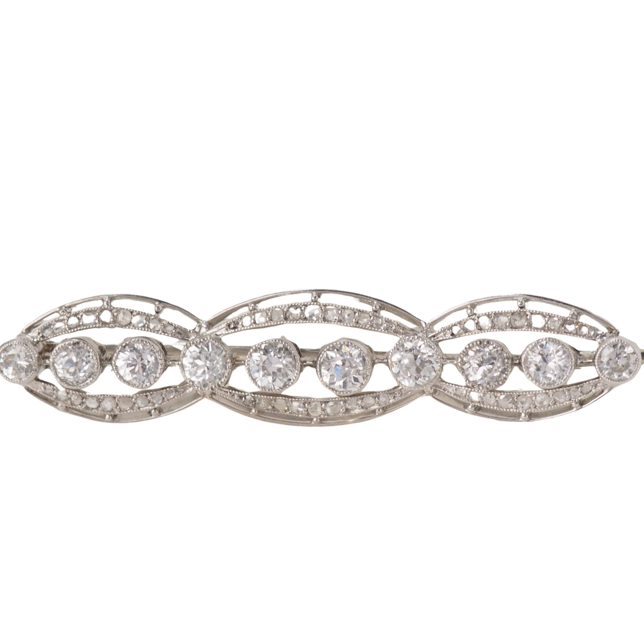 Broche Art Déco en platine et or blanc