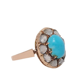 Bague Marguerite en or rose, turquoise et diamants