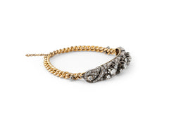 Bracelet Gourmette en or jaune, argent et diamants