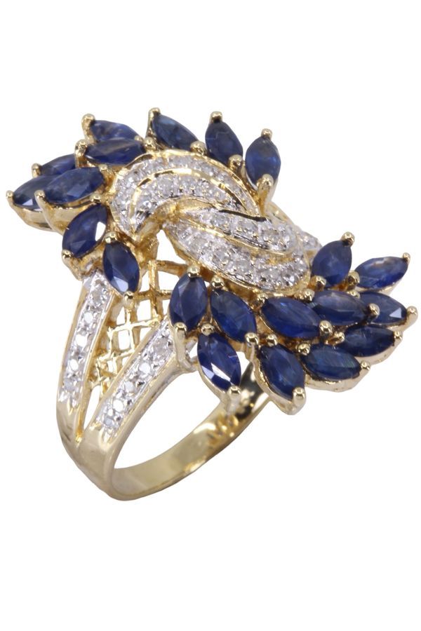 Bague saphirs et diamants en or jaune