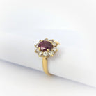 Bague Marguerite en or jaune rubis et diamants