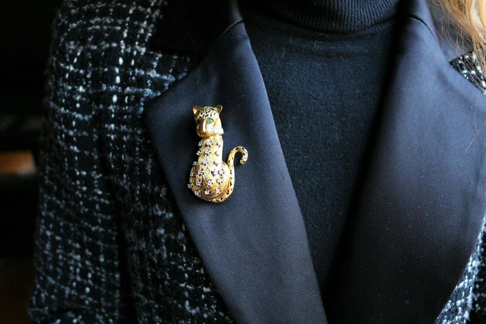 Gold And Diamond Panther Brooch