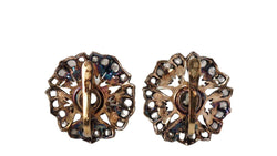 Antique Earrings In Yellow Gold And Silver Adorned With Diamonds