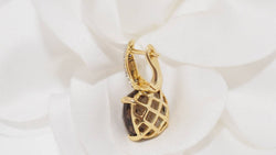 Boucles d'oreilles en or jaune, quartz fumé et diamants