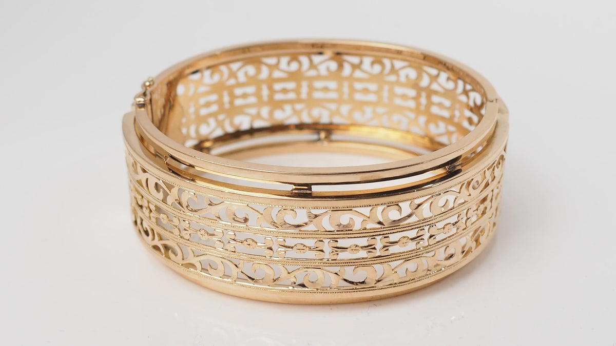 Bracelet Esclave ajouré en or jaune
