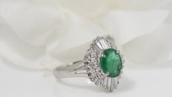 Platinum, emerald and diamond ring 
