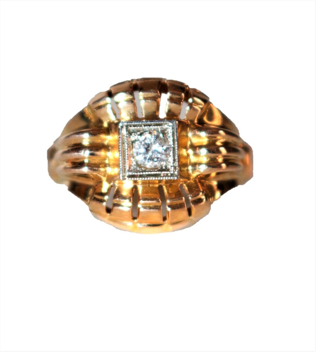 Bague en or jaune et diamant