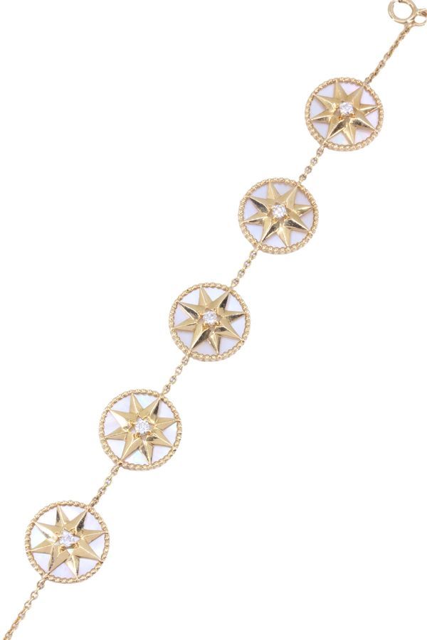 Bracelet DIOR Rose des vents en or jaune, nacre et diamants