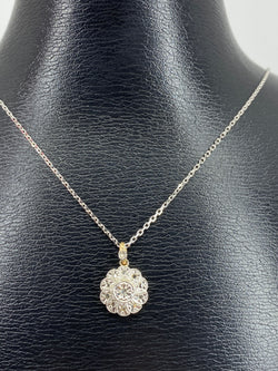 Pendentif chaîne en or 18 carats : fleur en diamants de taille rose