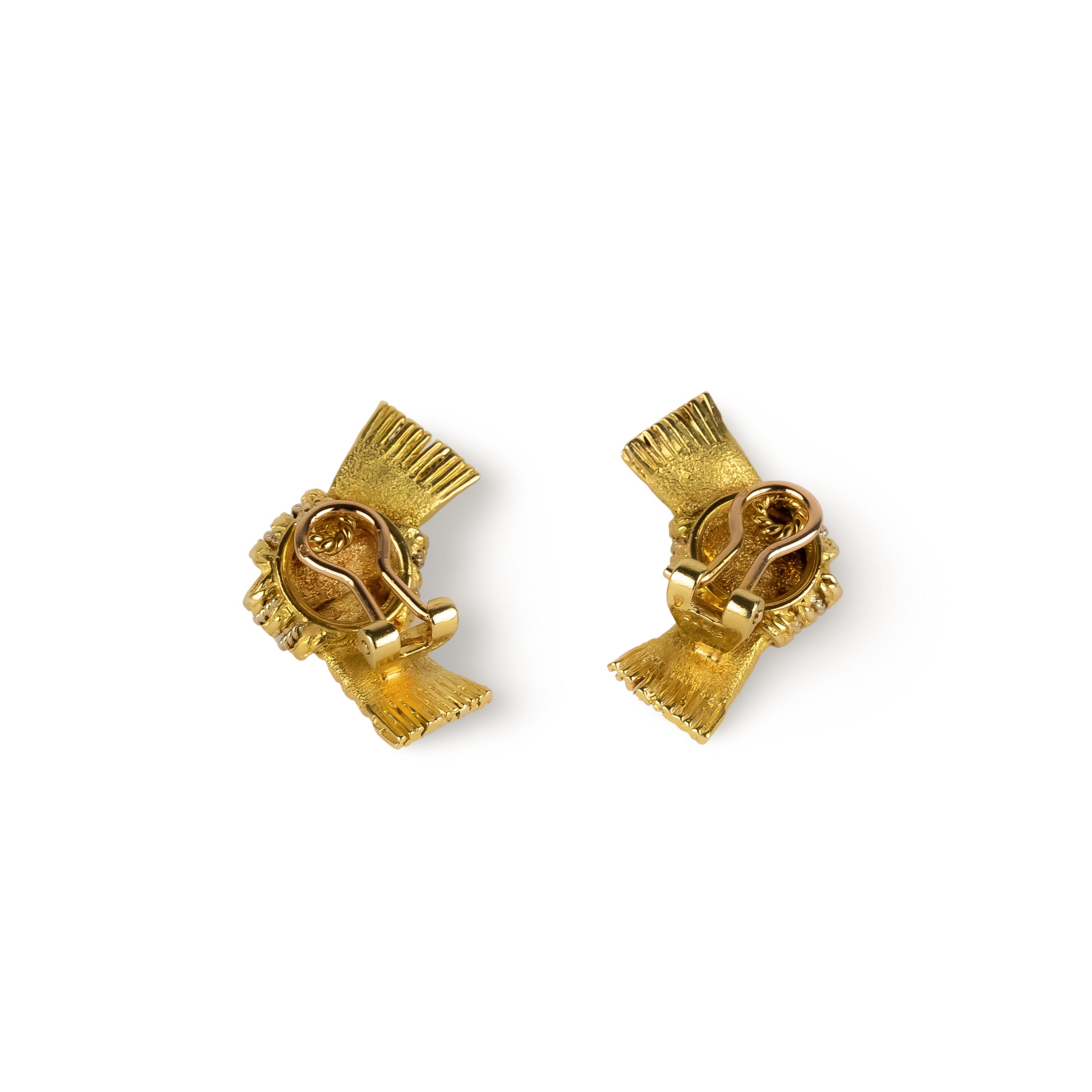 Boucles d'oreilles Clip HERMÈS Nœud en or jaune et or blanc