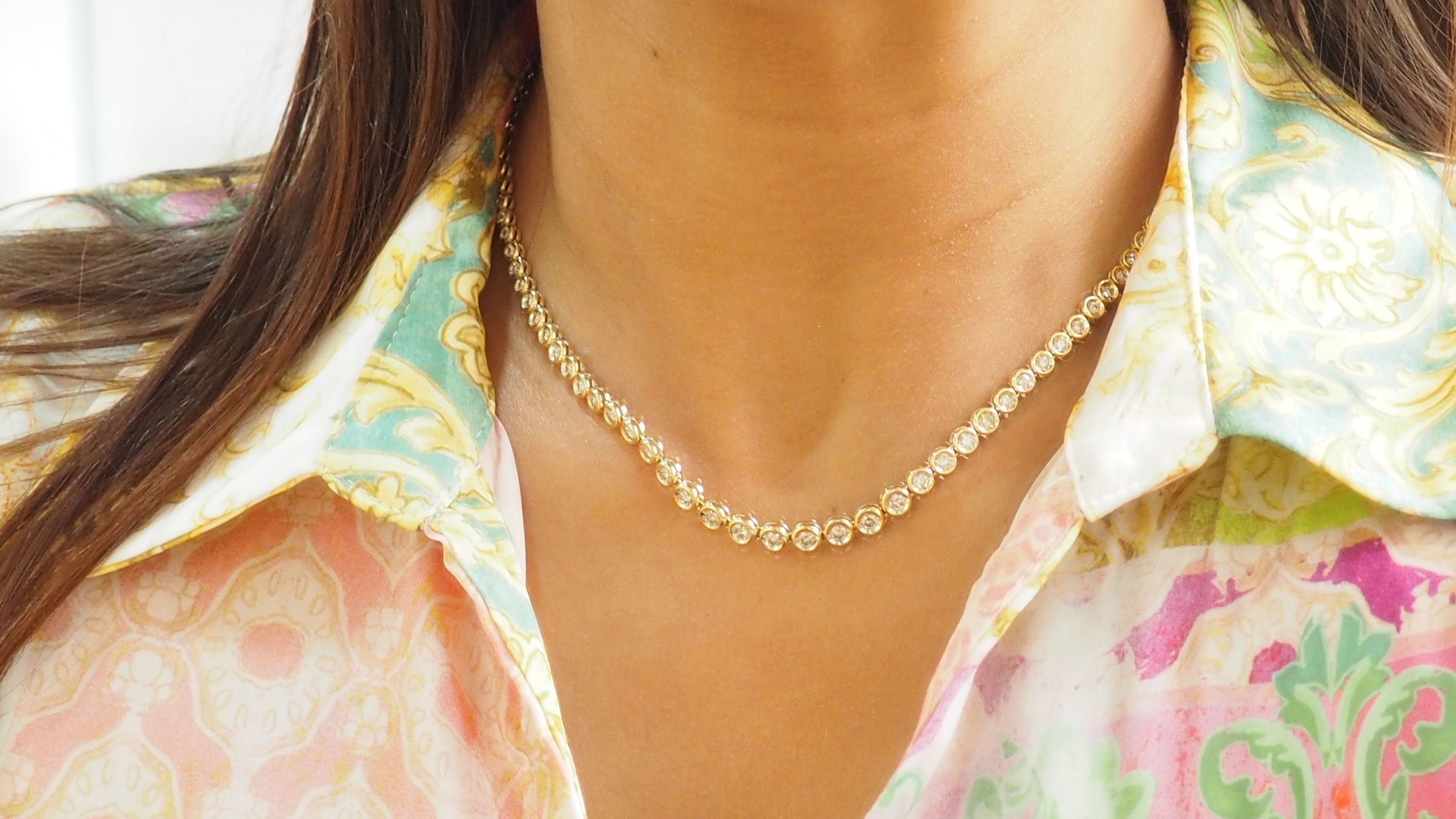 Collier rivière en or jaune et diamants