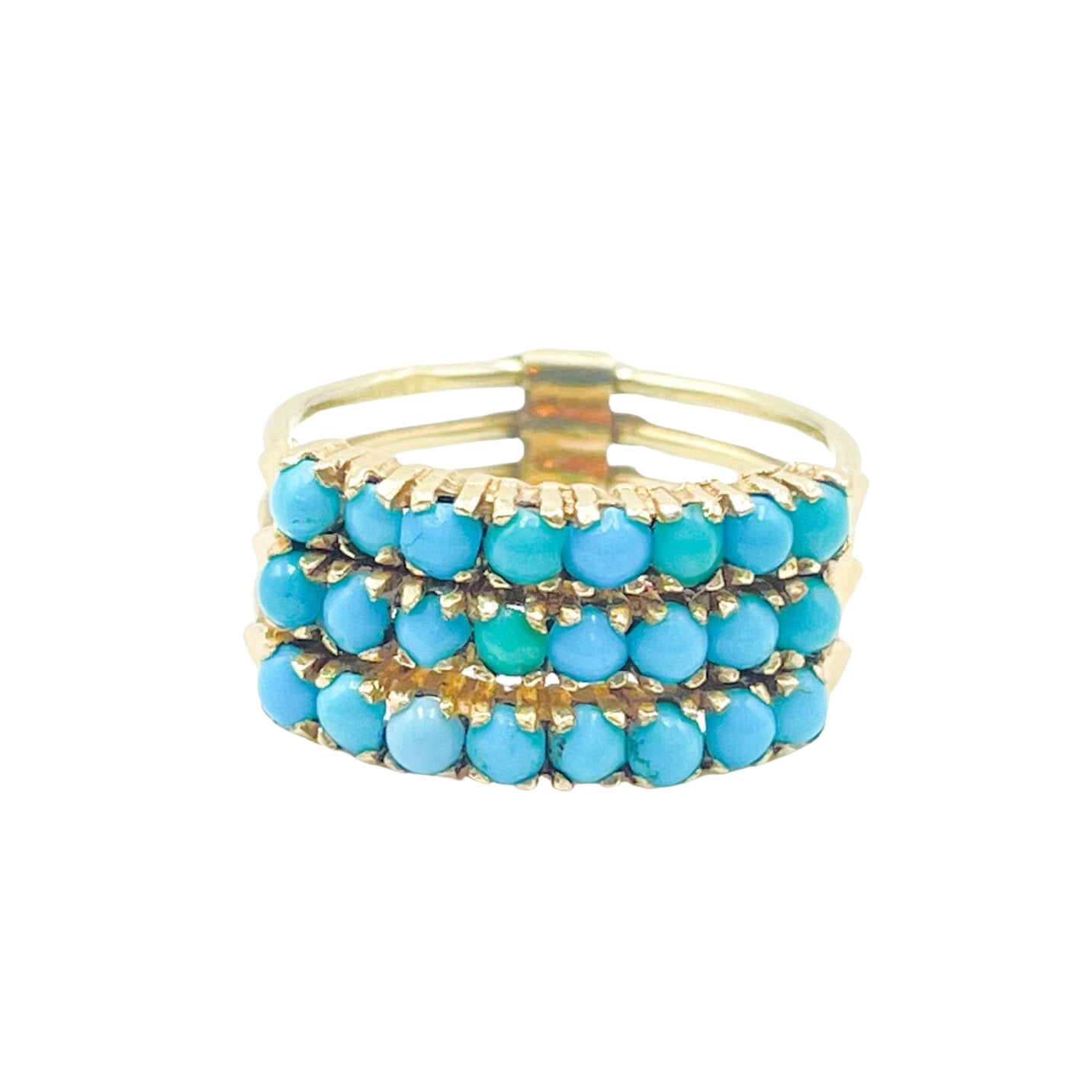 Bague Semainier en or jaune et turquoises