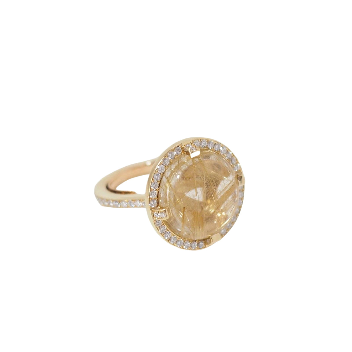 Bague CHAUMET Attrape Moi Galet en or jaune, Quartz rutile et diamants