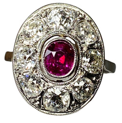 Bague Pompadour en Or Blanc, Rubis et Diamants