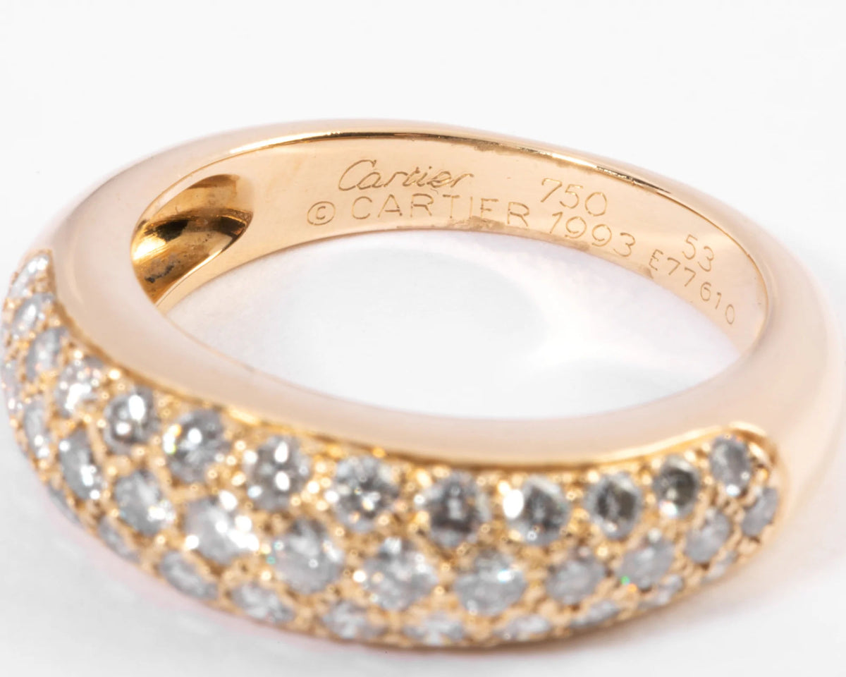 Bague or jaune pavée de diamants de la maison Cartier