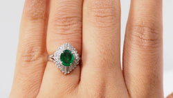 Platinum, emerald and diamond ring 