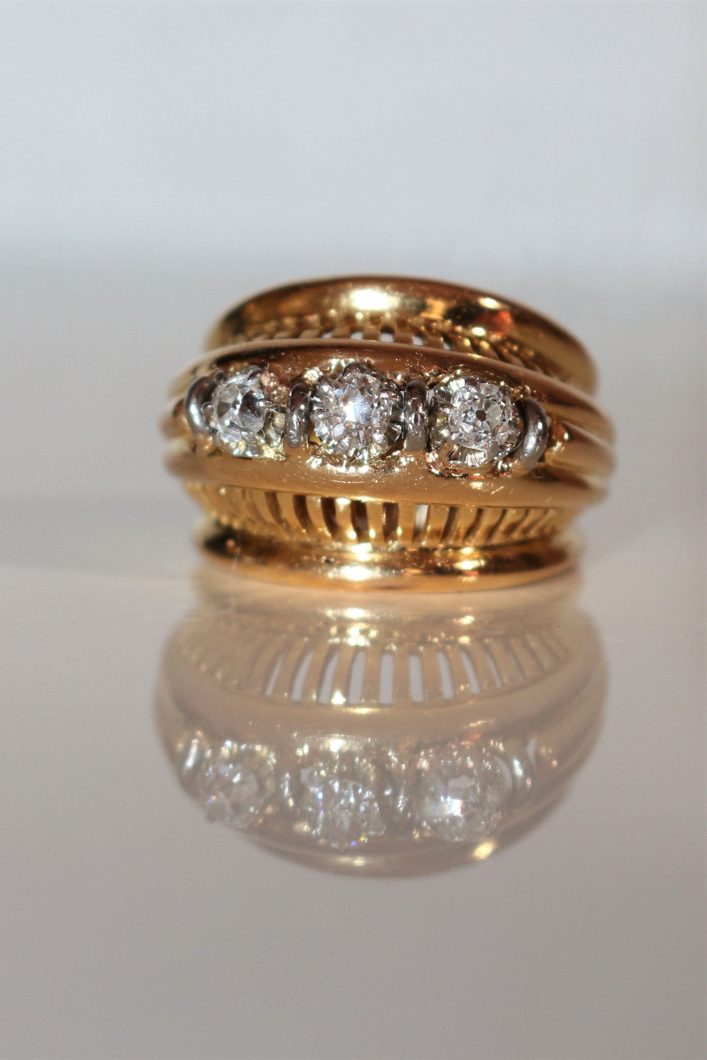 Bague Rétro Trilogie De Diamants