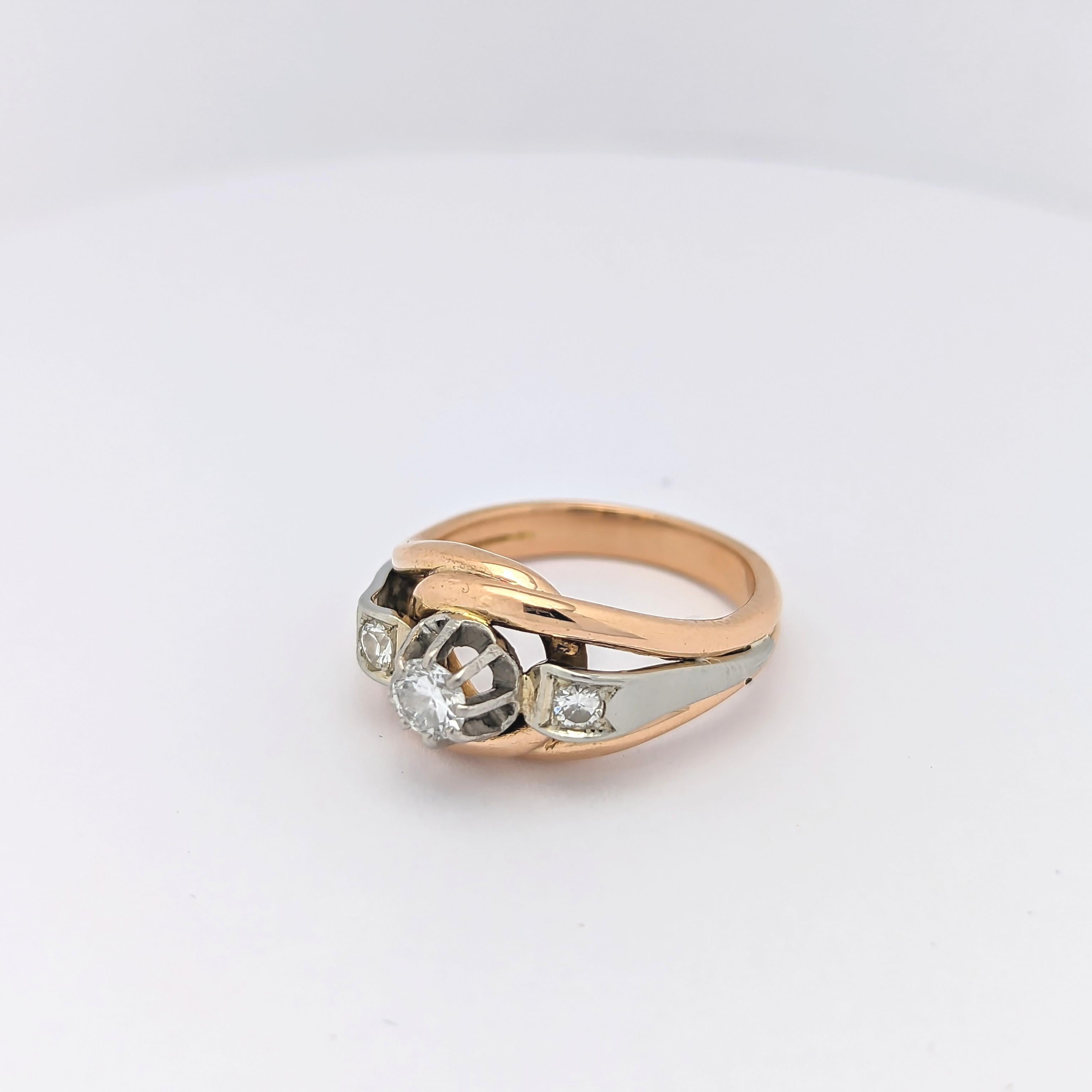 Bague en or jaune platine et diamants