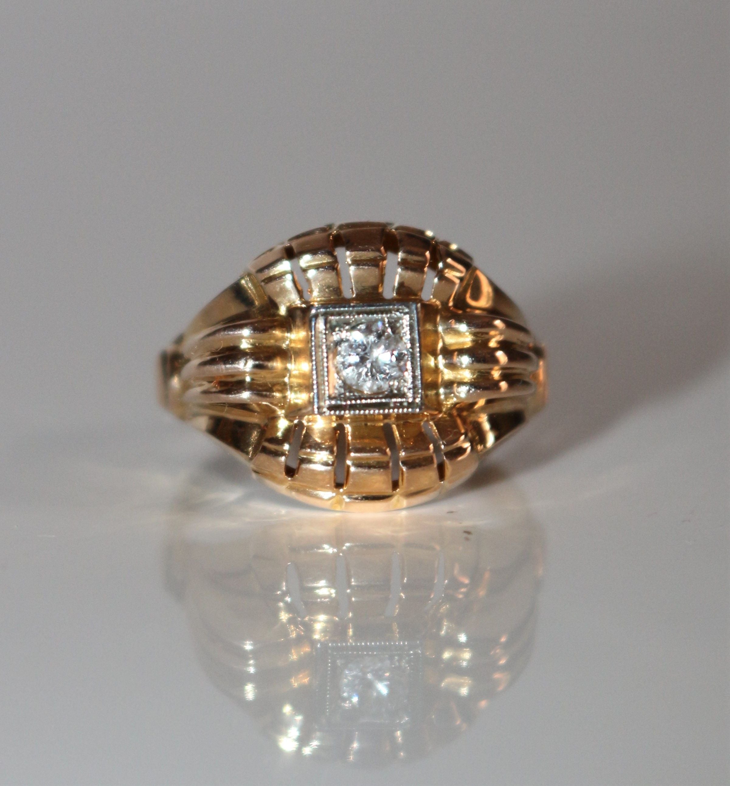 Bague en or jaune et diamant