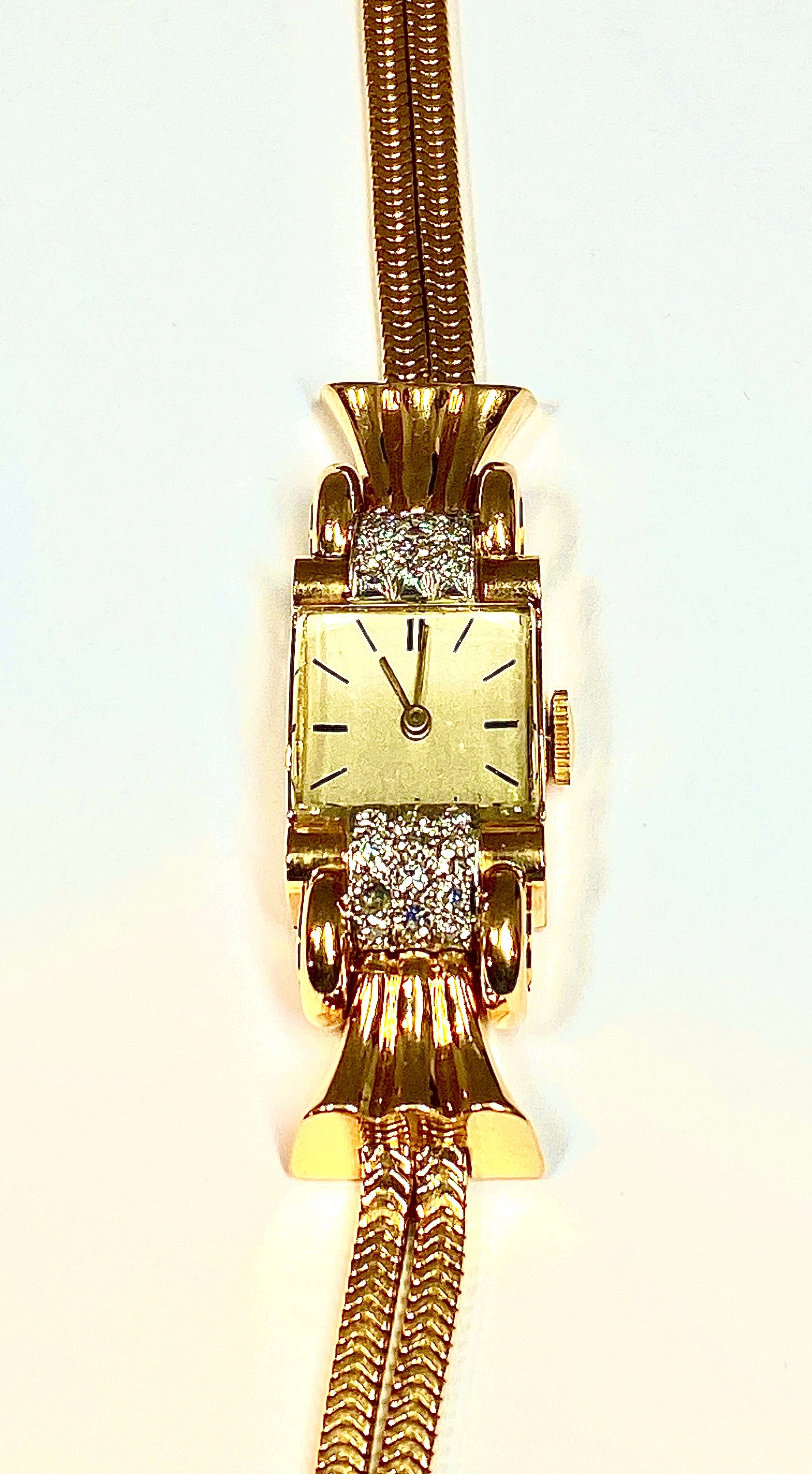 Montre de dame en or 18 carats et diamants. Vers 1940