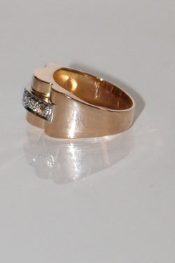 Bague Tank Or Jaune Et Diamants