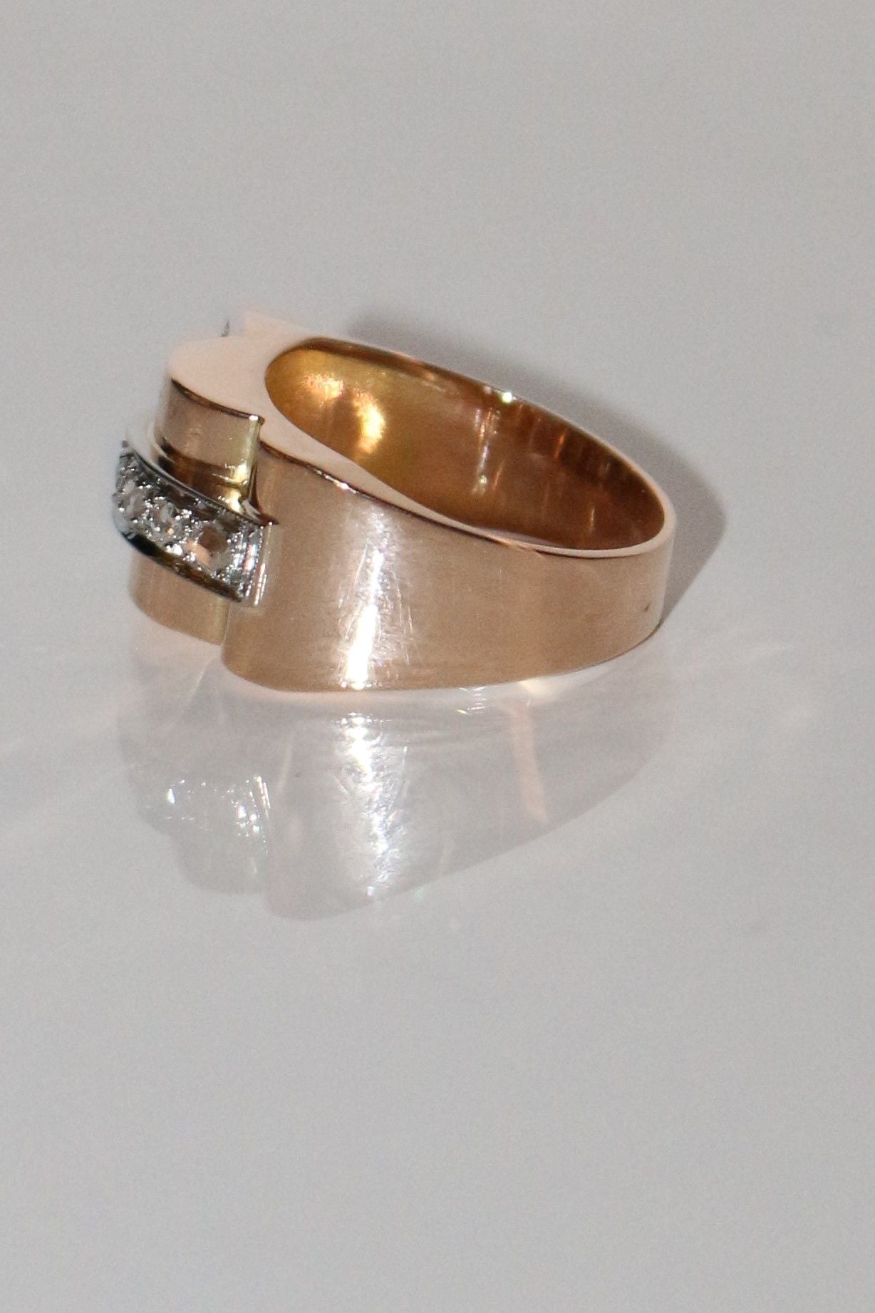 Bague Tank Or Jaune Et Diamants