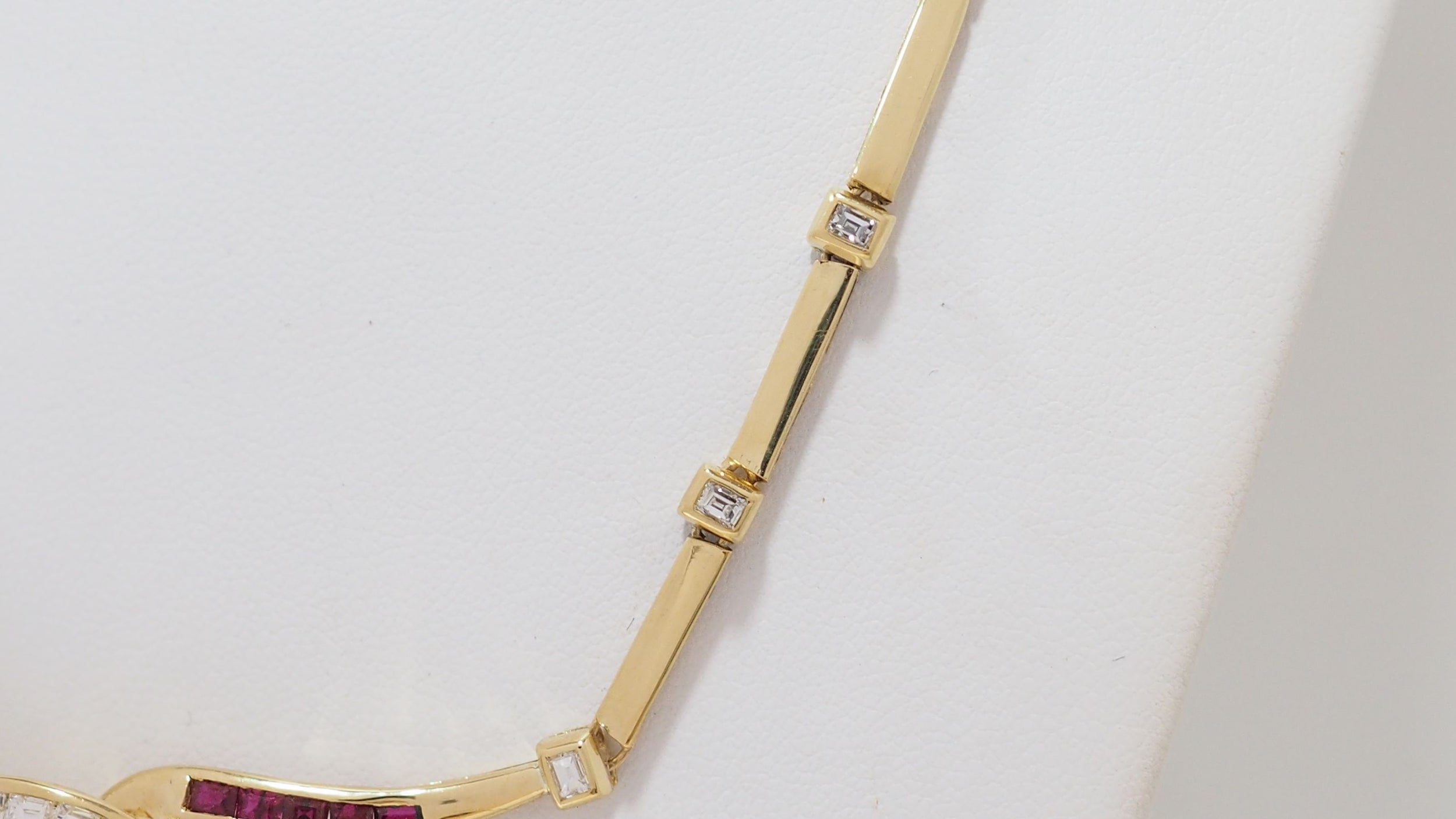 Collier Vintage En Or Jaune, Diamants Et Rubis