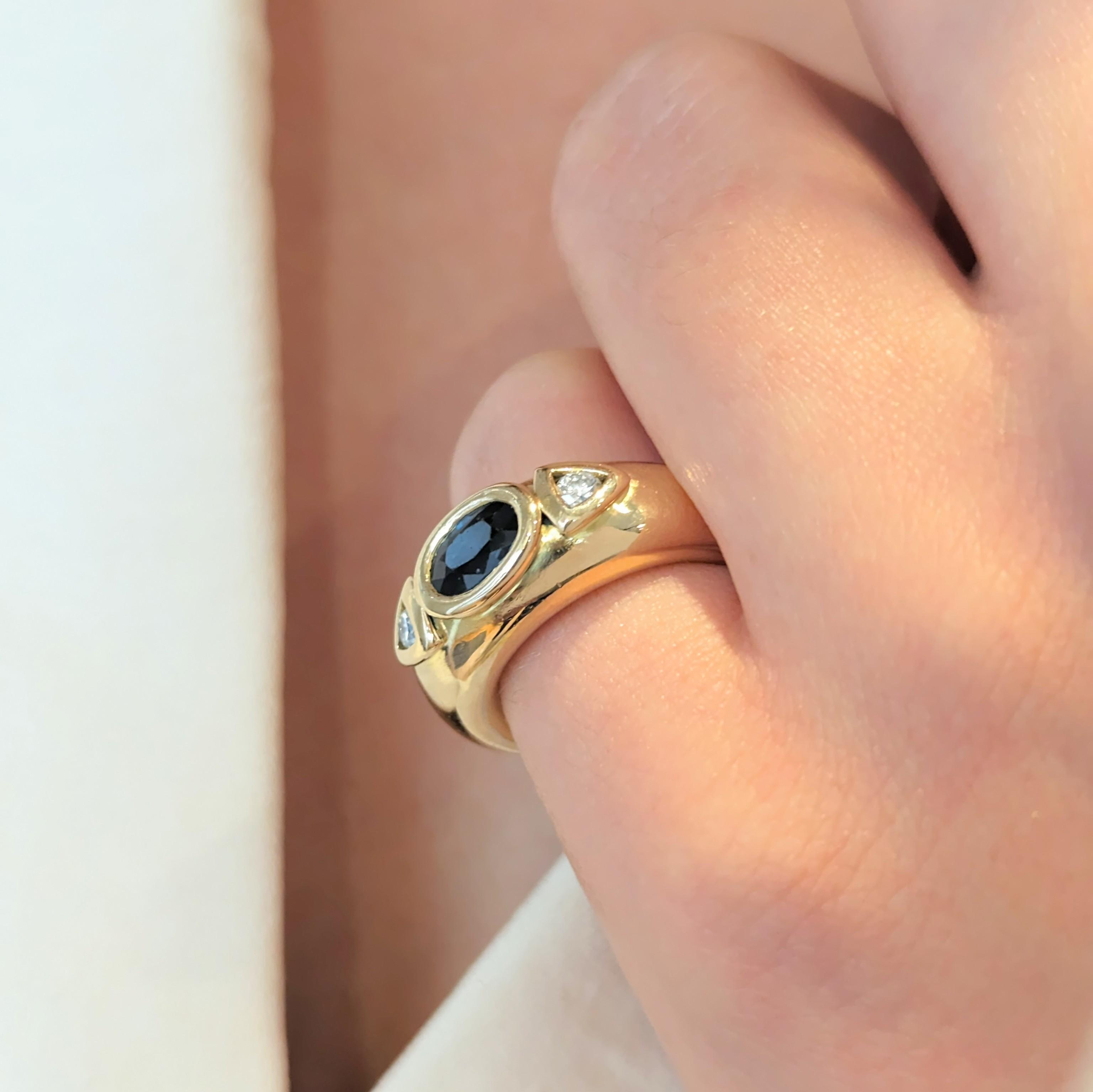 Bague en or jaune saphir et diamants