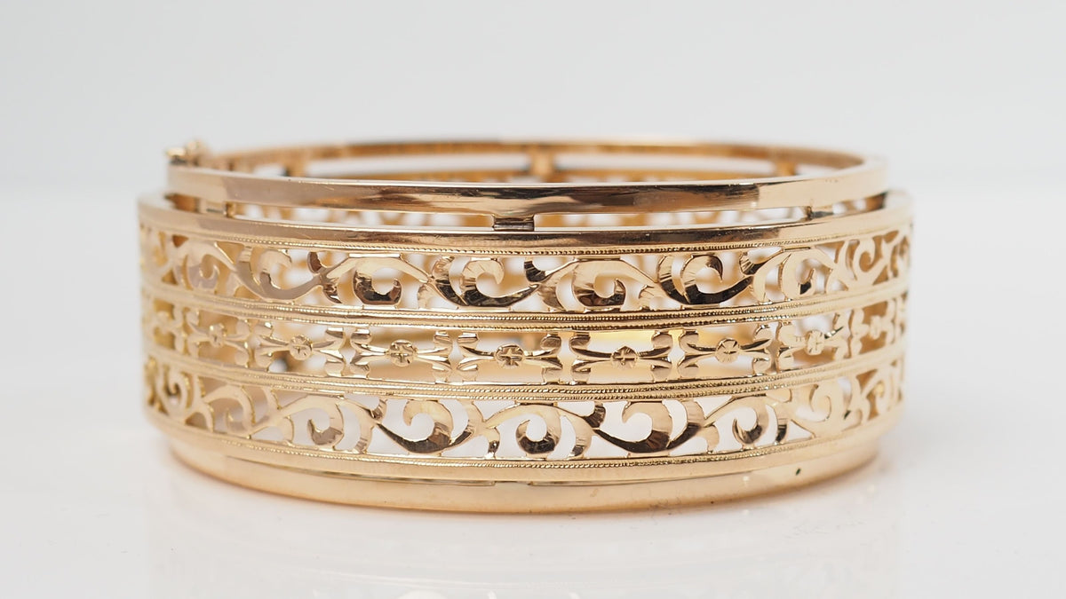 Bracelet Esclave ajouré en or jaune