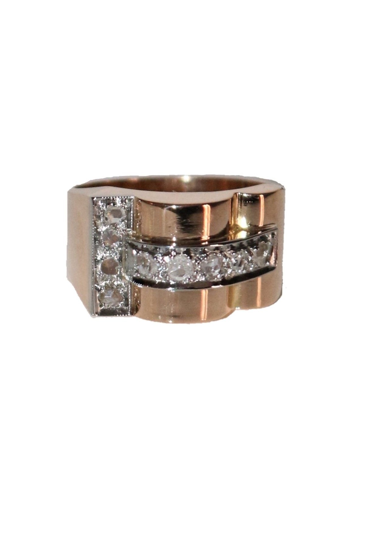 Bague Tank Or Jaune Et Diamants