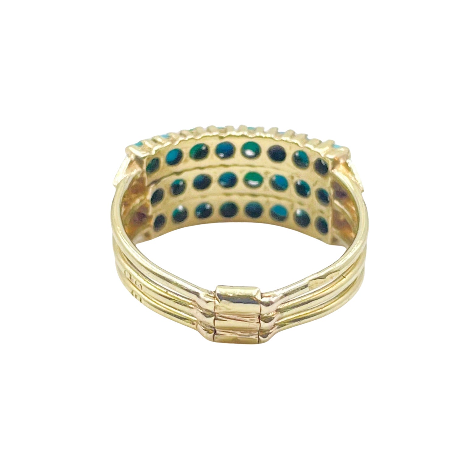 Bague Semainier en or jaune et turquoises