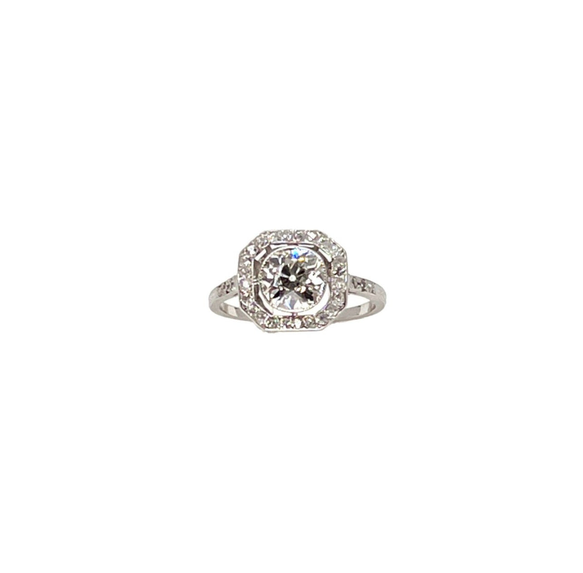 Bague Solitaire Art Déco en platine et diamant