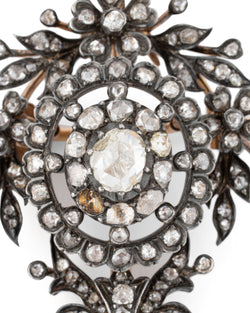 Broche en or jaune, argent et diamants Fin XIX