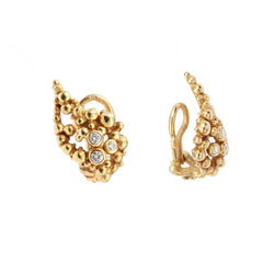 Boucles d'Oreilles Gilbert Albert Raisin Diamants Or Jaune 18 Carats