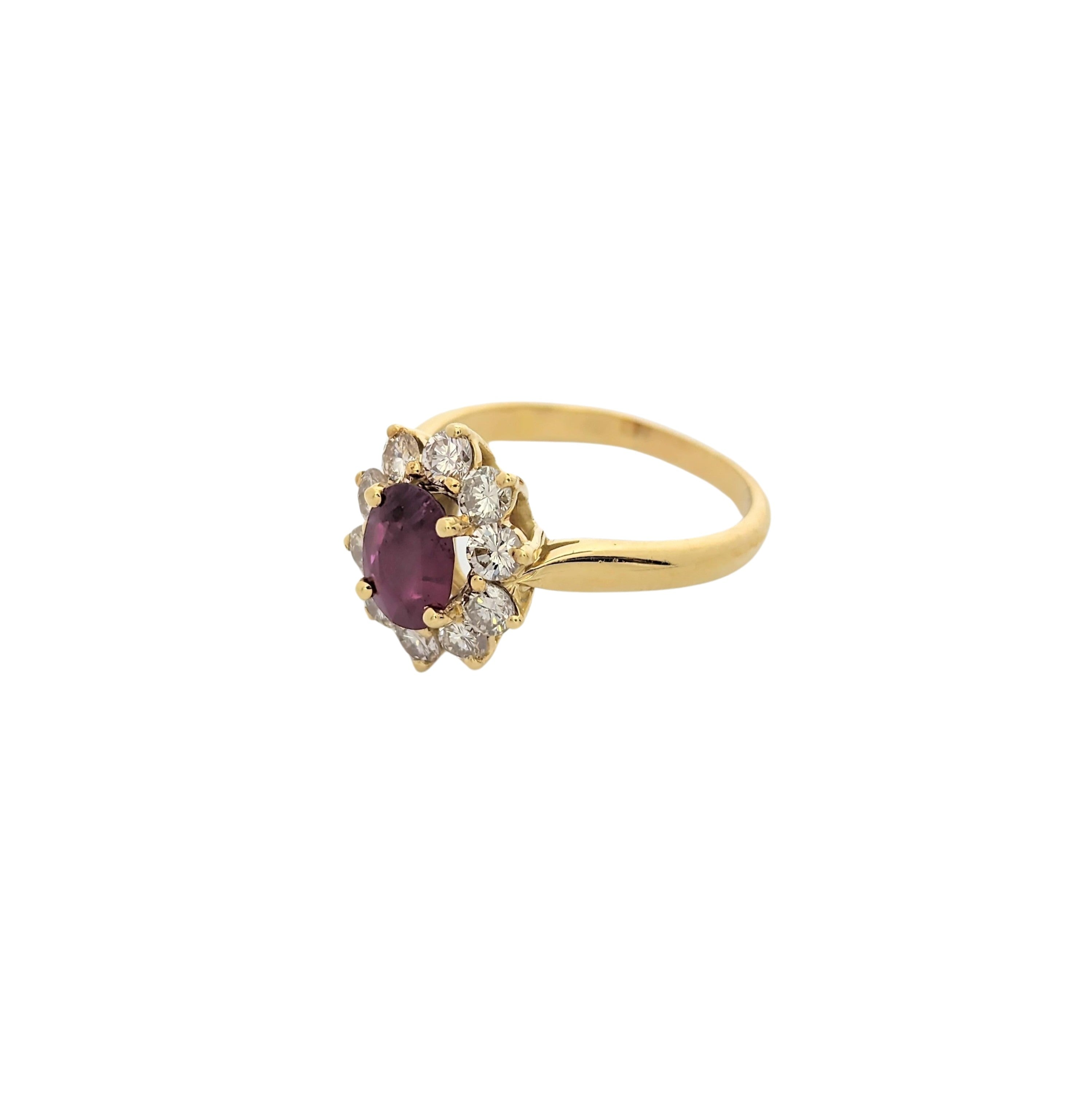 Bague Marguerite en or jaune rubis et diamants